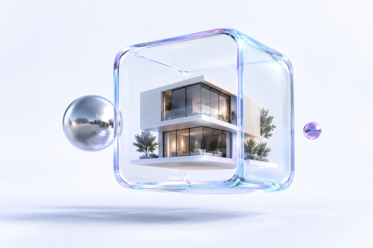Glass architectural house sculpture